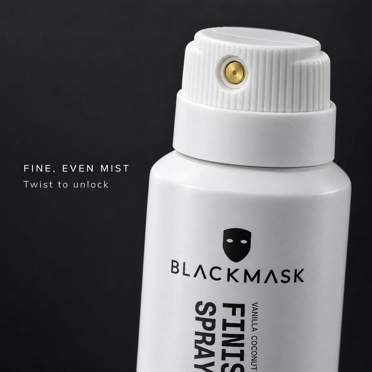 Finishing Spray actuator detail — fine, even mist; twist to unlock