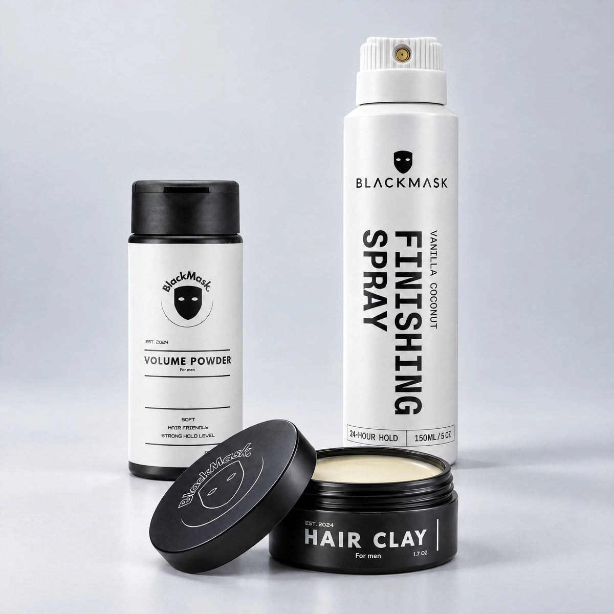 BLACKMASK Volume Powder, Hair Clay and Finishing Spray styling bundle