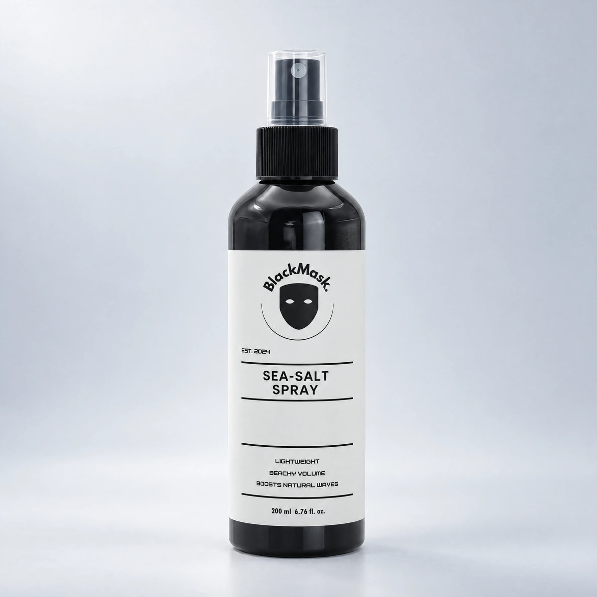 BLACKMASK Sea Salt Spray bottle on a cool grey studio background
